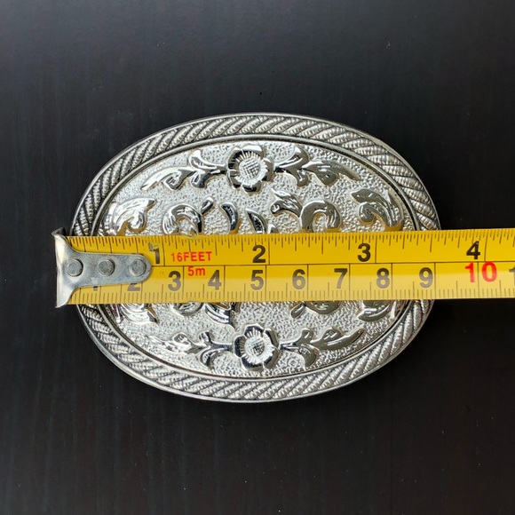 Plain vintage belt buckle removable silver cowboy - Picture 3 of 8